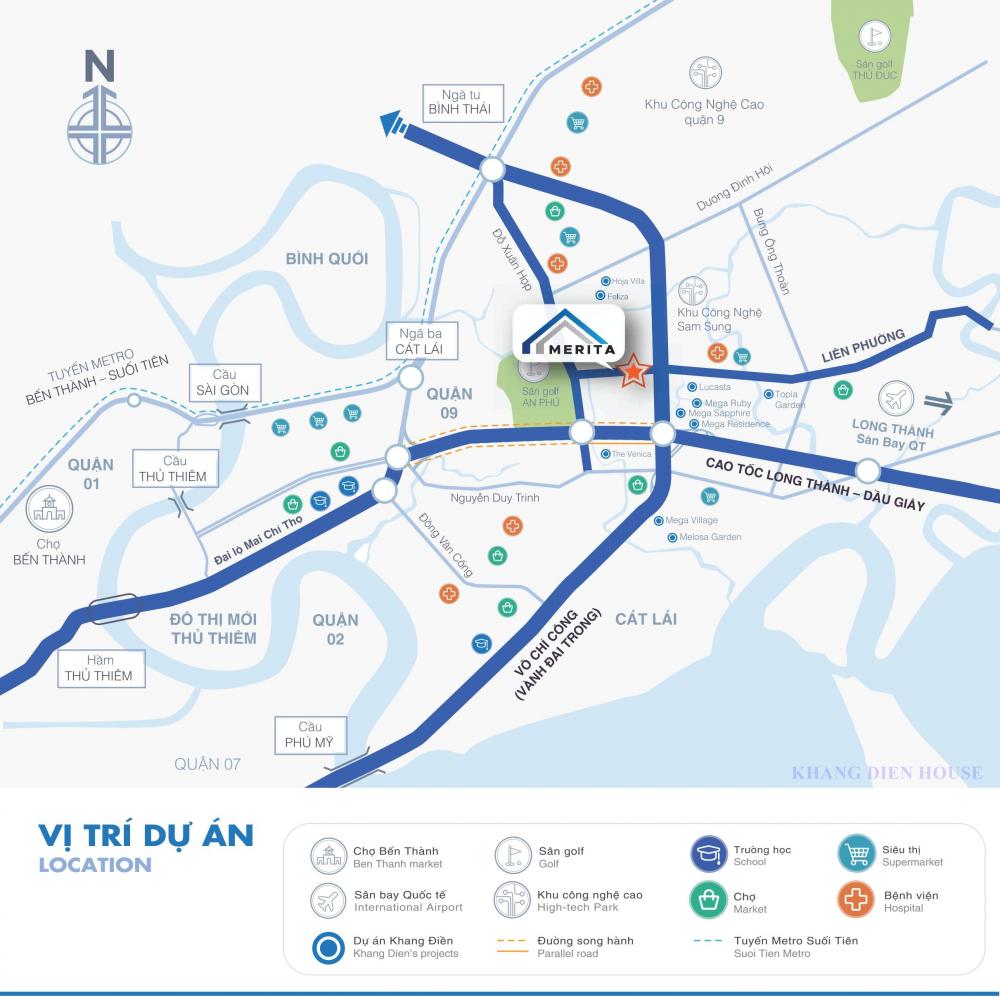 Vị trí Nhà phố Merita Khang Điền